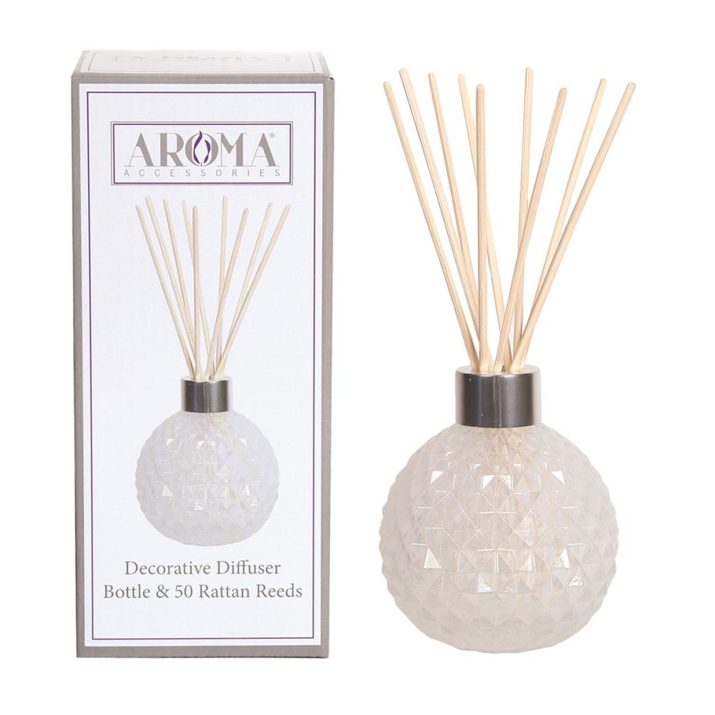 Aroma White Lustre Glass Reed Diffuser & 50 Rattan Reeds £7.01